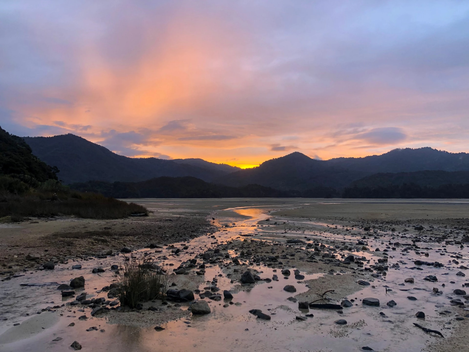 Sunset over Awaroa Inlet