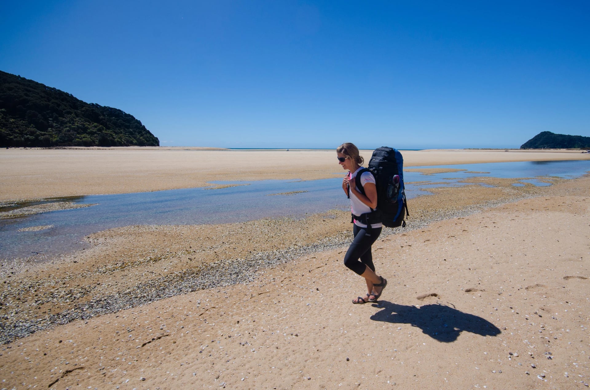 Awaroa Inlet is walkable only around low tide, and there is no track around it