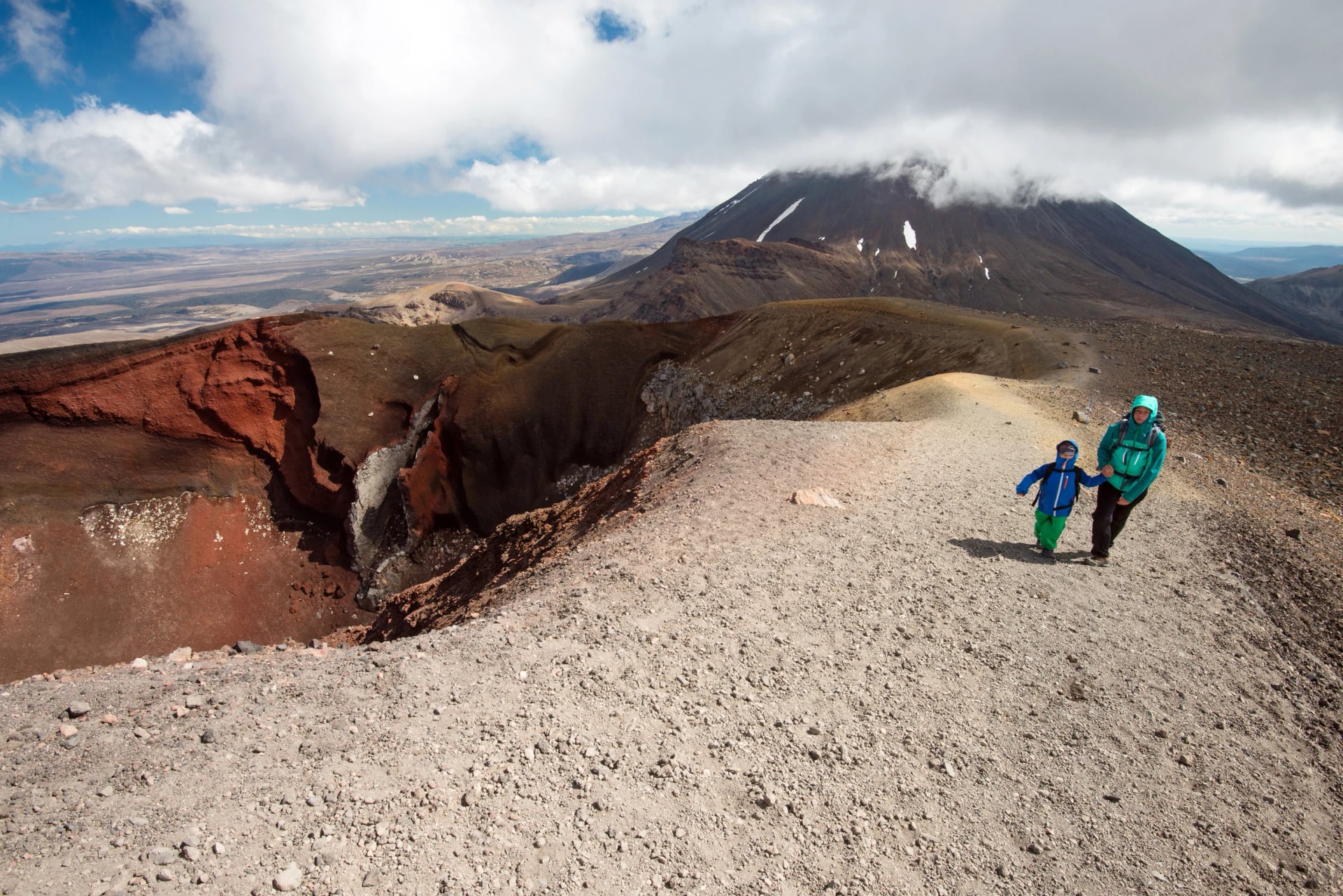 Ngāuruhoe rises behind Red Crater, the highest point of the circuit and of the Tongariro Alpine Crossing